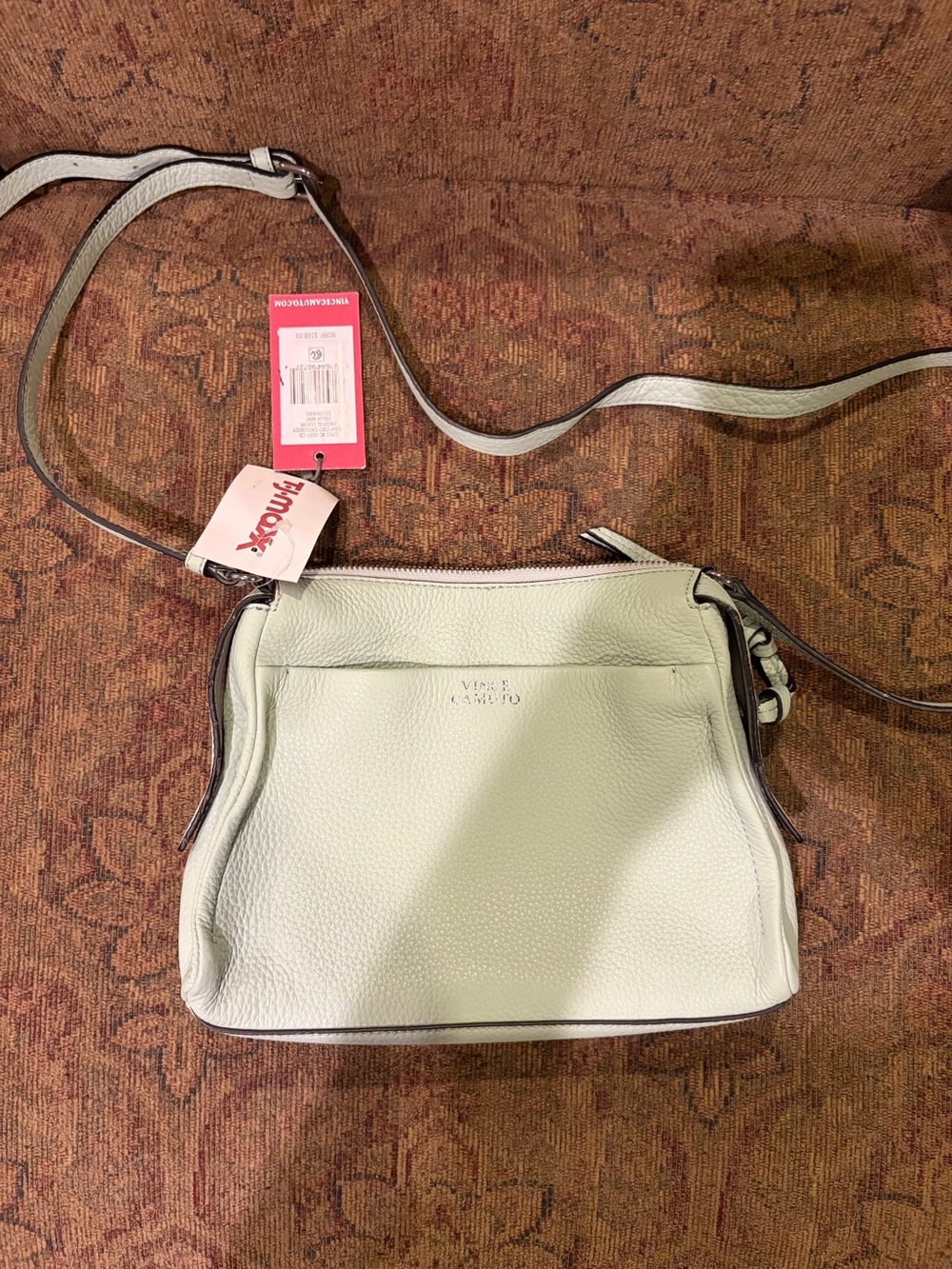 Vince Camuto Light White Pebbled Leather Crossbody
